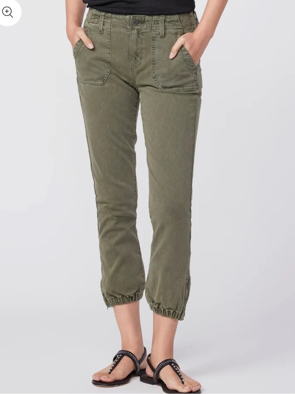 PAIGE Mayslie Olive Cropped Jogger Jeans 28